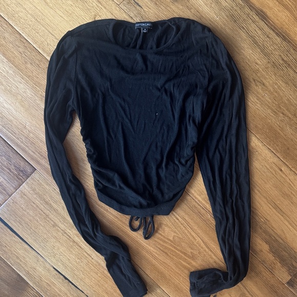 Cotton Candy Tops - Cotton Candy Elegant Black Long Sleeve Bodysuit